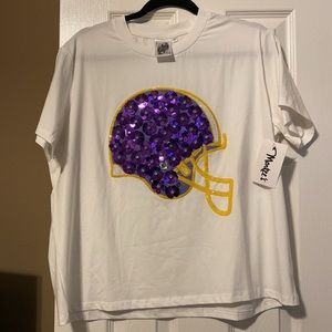 QOS Purple & Gold football tee